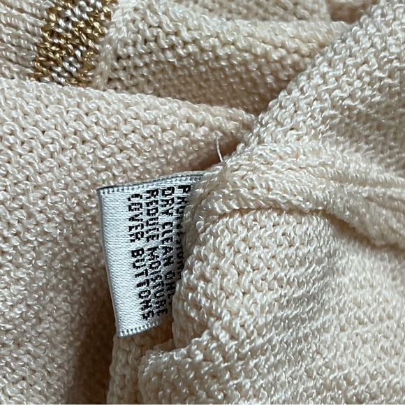St John Collection Marie Grey Santana Knit Jacket Sweater Button Gold Beige 4 - Picture 8 of 10